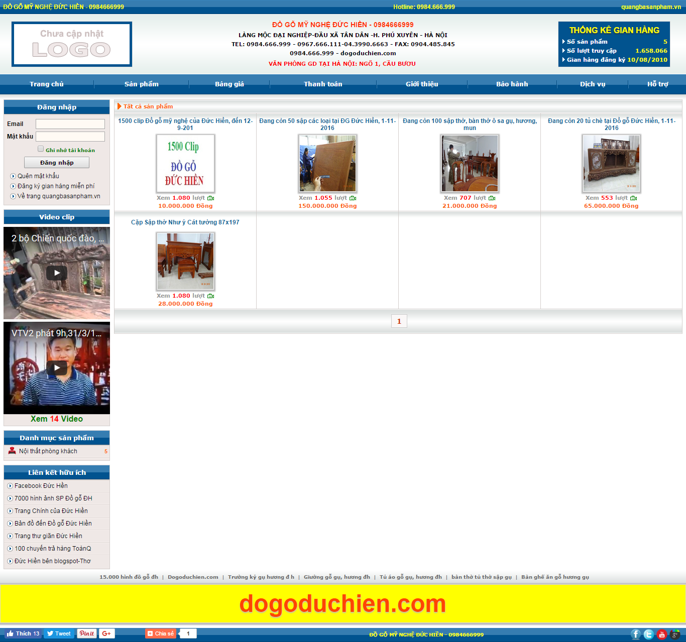Thiết kế Web Đồ gỗ mỹ nghệ quangbasanpham.vn
